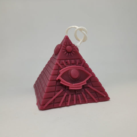 Crimson bees wax pyramid candle 