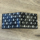 printed black leather wallet